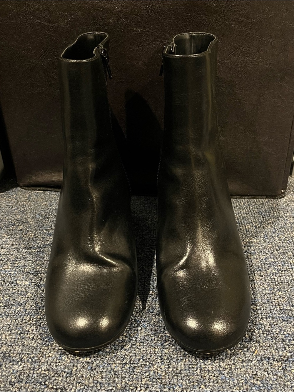 Call It Spring Black Leather Ankle Heeled Boots